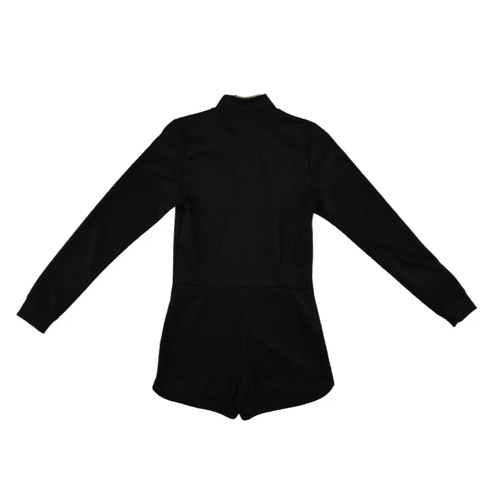 Nike Air Shorts Romper Women's Size XS Black Ribbed Half Zip Mock Neck  Bodysuit